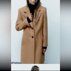 Zara fitted wool blend coat like new